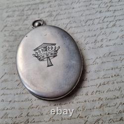 Médaillon XIXè Armoiries Peintes De Tocqueville Couronne Comtale 19thC