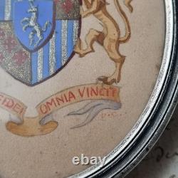 Médaillon XIXè Armoiries Peintes De Tocqueville Couronne Comtale 19thC