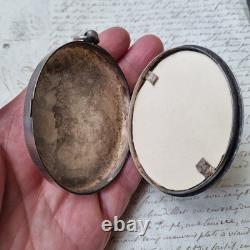 Médaillon XIXè Armoiries Peintes De Tocqueville Couronne Comtale 19thC