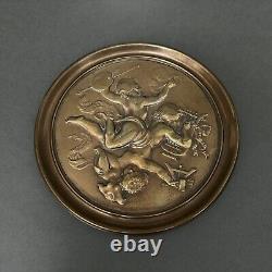 Médaillon plaque en bronze XIXe décor d'angelots et musique Napoléon III M3299