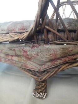 Méridienne poupée Napoléon III osier garniture XIX° chaise longue doll wicker