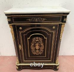 Meuble A Hauteur d'Appui Napoléon III En Bois Et Marqueterie De Laiton XIX Siècl