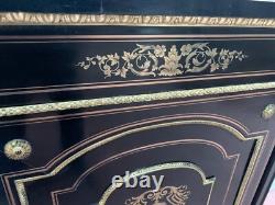 Meuble A Hauteur d'Appui Napoléon III En Bois Et Marqueterie De Laiton XIX Siècl