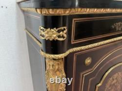 Meuble A Hauteur d'Appui Napoléon III En Bois Et Marqueterie De Laiton XIX Siècl