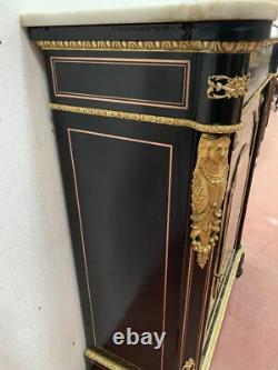 Meuble A Hauteur d'Appui Napoléon III En Bois Et Marqueterie De Laiton XIX Siècl