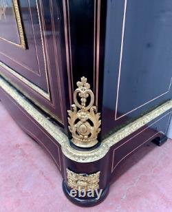 Meuble A Hauteur d'Appui Napoléon III En Bois Et Marqueterie De Laiton XIX Siècl