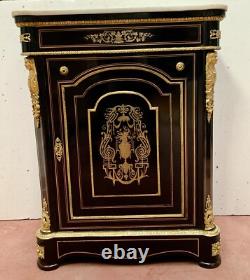 Meuble A Hauteur d'Appui Napoléon III En Bois Et Marqueterie De Laiton XIX Siècl