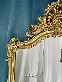Miroir Ancien 156x88 Cm Époque XIXè Napoléon III Dorure à la Feuille D'or