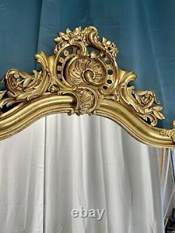 Miroir Ancien 156x88 Cm Époque XIXè Napoléon III Dorure à la Feuille D'or
