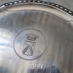 Miroir Argent Couronne Comtale Armoiries XIXè French Nobility