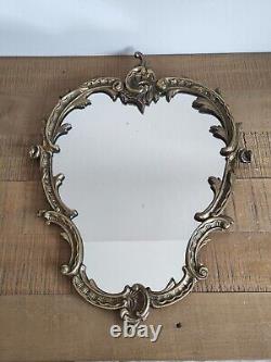 Miroir Doré Ovale en Bronze Napoleon III du XIX siecle Baroque Ancien