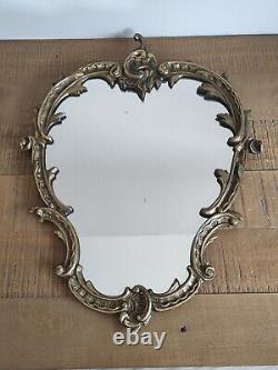 Miroir Doré Ovale en Bronze Napoleon III du XIX siecle Baroque Ancien