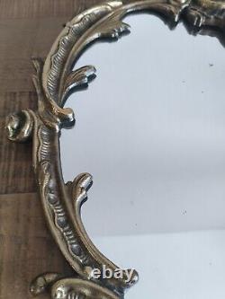 Miroir Doré Ovale en Bronze Napoleon III du XIX siecle Baroque Ancien