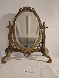 Miroir ancien en bronze Napoléon III miroir de table pivotant XIXe