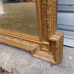 Miroir de style Napoléon III doré à la feuille XIXe siècle A restaurer