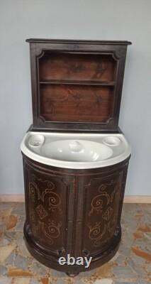 Mobile Lavabo Italie XIX Siècle Céramique Ginori Toscane Napoléon III