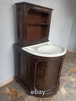 Mobile Lavabo Italie XIX Siècle Céramique Ginori Toscane Napoléon III