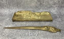 NÉCESSAIRE DE BUREAU. Plateau. Coupe Papier Impérial Fin XIXe Napoléon III Aigle