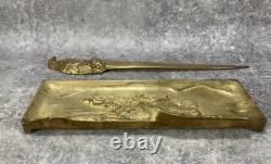 NÉCESSAIRE DE BUREAU. Plateau. Coupe Papier Impérial Fin XIXe Napoléon III Aigle