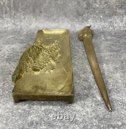 NÉCESSAIRE DE BUREAU. Plateau. Coupe Papier Impérial Fin XIXe Napoléon III Aigle