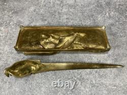 NÉCESSAIRE DE BUREAU. Plateau. Coupe Papier Impérial Fin XIXe Napoléon III Aigle