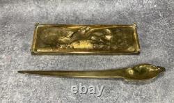 NÉCESSAIRE DE BUREAU. Plateau. Coupe Papier Impérial Fin XIXe Napoléon III Aigle