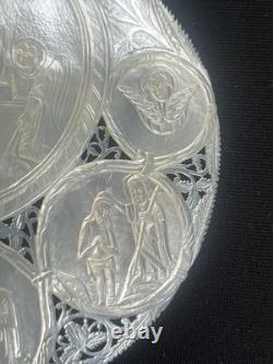 Nacre De Jerusalem Coquillage Sculpte XIX Antique Carved Mother Of Pearl Shell