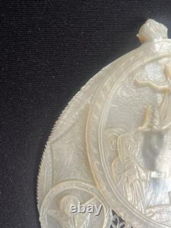 Nacre De Jerusalem Coquillage Sculpte XIX Antique Carved Mother Of Pearl Shell