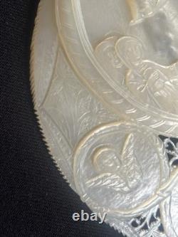 Nacre De Jerusalem Coquillage Sculpte XIX Antique Carved Mother Of Pearl Shell