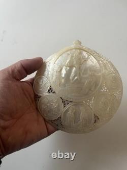 Nacre De Jerusalem Coquillage Sculpte XIX Antique Carved Mother Of Pearl Shell