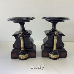 Napoleon III Paire Cassolette Cheminée Marbre Décor Doré France XIXe