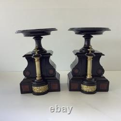 Napoleon III Paire Cassolette Cheminée Marbre Décor Doré France XIXe