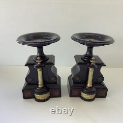 Napoleon III Paire Cassolette Cheminée Marbre Décor Doré France XIXe
