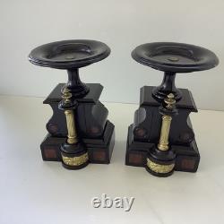 Napoleon III Paire Cassolette Cheminée Marbre Décor Doré France XIXe