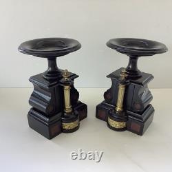 Napoleon III Paire Cassolette Cheminée Marbre Décor Doré France XIXe