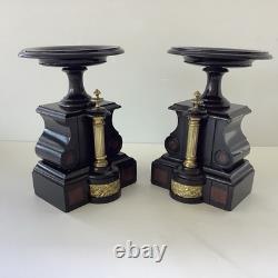 Napoleon III Paire Cassolette Cheminée Marbre Décor Doré France XIXe