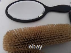 Necessaire de toilette Napoléon III XIX en ébène et poils de sanglier. 12 pièce
