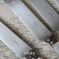 ODIOT 6 Couteaux Nacre Anciens XIXè Monogramme MC Couteaux A Fromage
