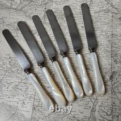 ODIOT 6 Couteaux Nacre Anciens XIXè Monogramme MC Couteaux A Fromage