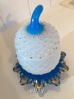 OPALINE BACCARAT sucrier XIX ananas ou saint louis charles X or Napoleon III