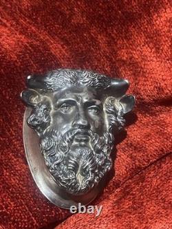 Objet de curiosité XIXe boite tête de faune argent massif poinçons bijou orfèvre