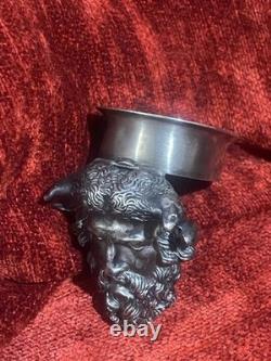 Objet de curiosité XIXe boite tête de faune argent massif poinçons bijou orfèvre