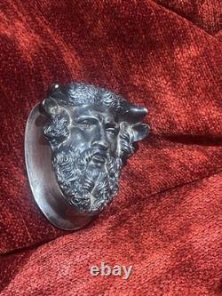 Objet de curiosité XIXe boite tête de faune argent massif poinçons bijou orfèvre