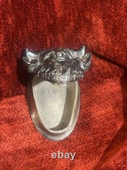 Objet de curiosité XIXe boite tête de faune argent massif poinçons bijou orfèvre