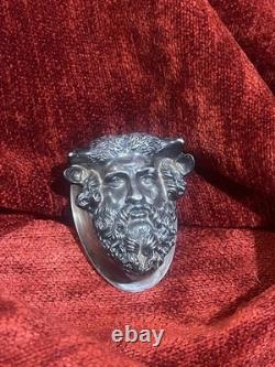 Objet de curiosité XIXe boite tête de faune argent massif poinçons bijou orfèvre