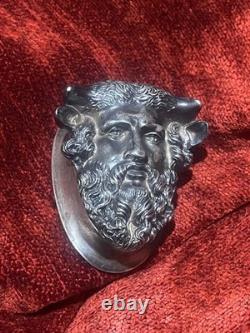 Objet de curiosité XIXe boite tête de faune argent massif poinçons bijou orfèvre
