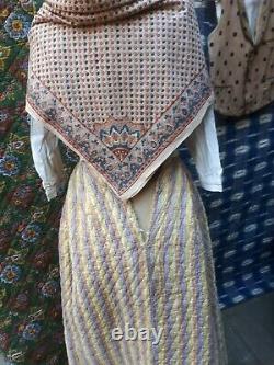 Old textile costume ancien Provence jupon rayures piqué fichu Napoléon 3 XIXe