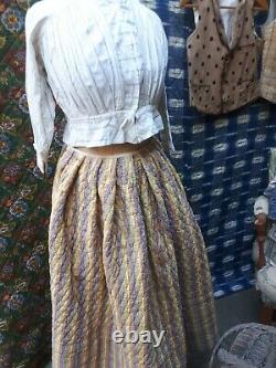 Old textile costume ancien Provence jupon rayures piqué fichu Napoléon 3 XIXe