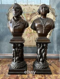 PAIRE DE BRONZES ANCIENS REPRESENTANT UN COUPLE DU XIX eme NAPOLEON 3