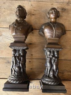 PAIRE DE BRONZES ANCIENS REPRESENTANT UN COUPLE DU XIX eme NAPOLEON 3